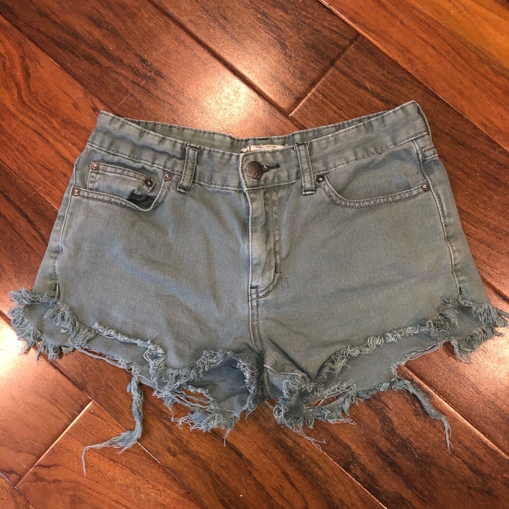 Free People Green Army Shorts